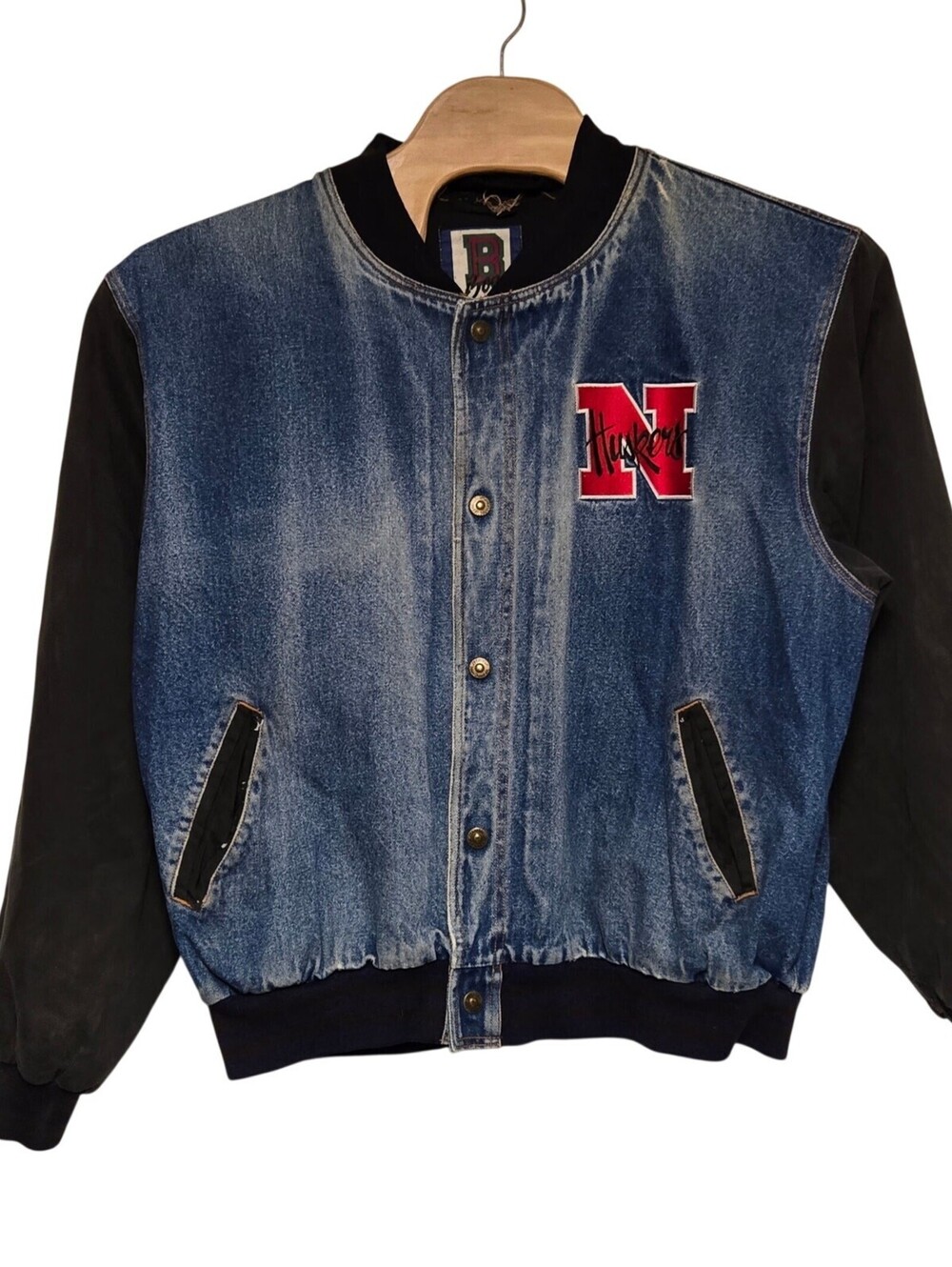 Vintage Nebraska Cornhuskers Denim Jacket Men's XL DISTRESSED FADED READ
